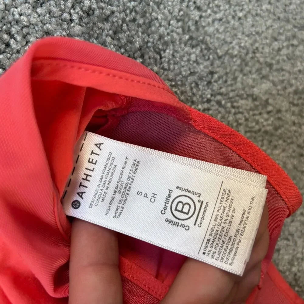 Athleta Shorts Womens Small Peach High Rise Mesh Racer Run 3 Inch Athletic
